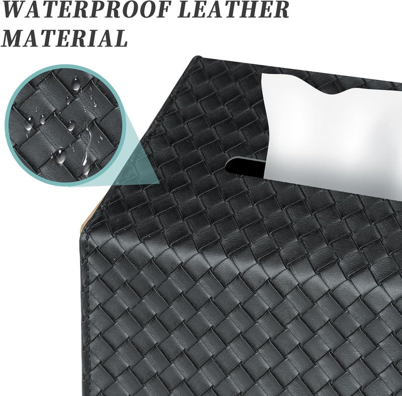 NiHome PU Leather Tissue Box Cover for Kleenex Hand Towels, Versatile for Countertops and Towel Racks, Leather Enhances Home Decor, Easy to Use with Exquisite Edging Craftsmanship (Black) - Image 4